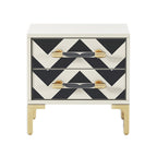 High-Gloss Nightstand with Metal Accents