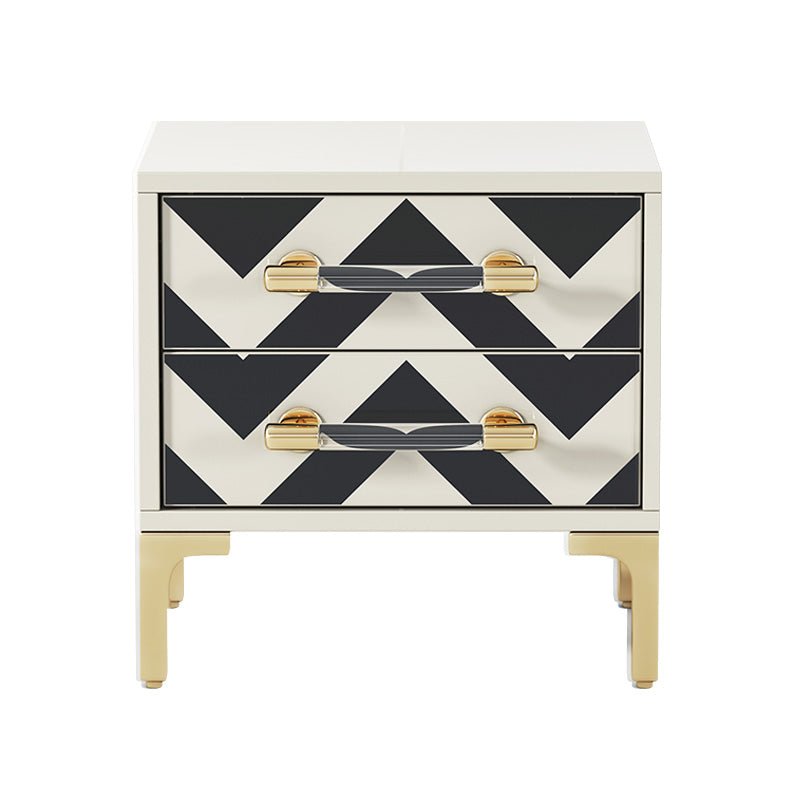High-Gloss Nightstand with Metal Accents