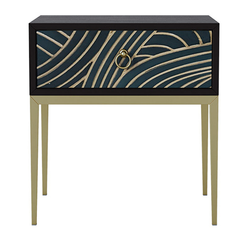 Wood Nightstand with Metal Accents