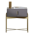 Upholstered Nightstand with Metal Accents