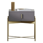 Upholstered Nightstand with Metal Accents