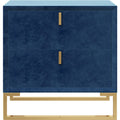 Velvet-Upholstered Nightstand with Metal Accents