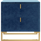 Velvet-Upholstered Nightstand with Metal Accents