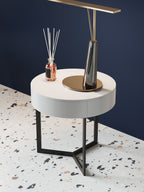 Wood Nightstand with Metal Accents