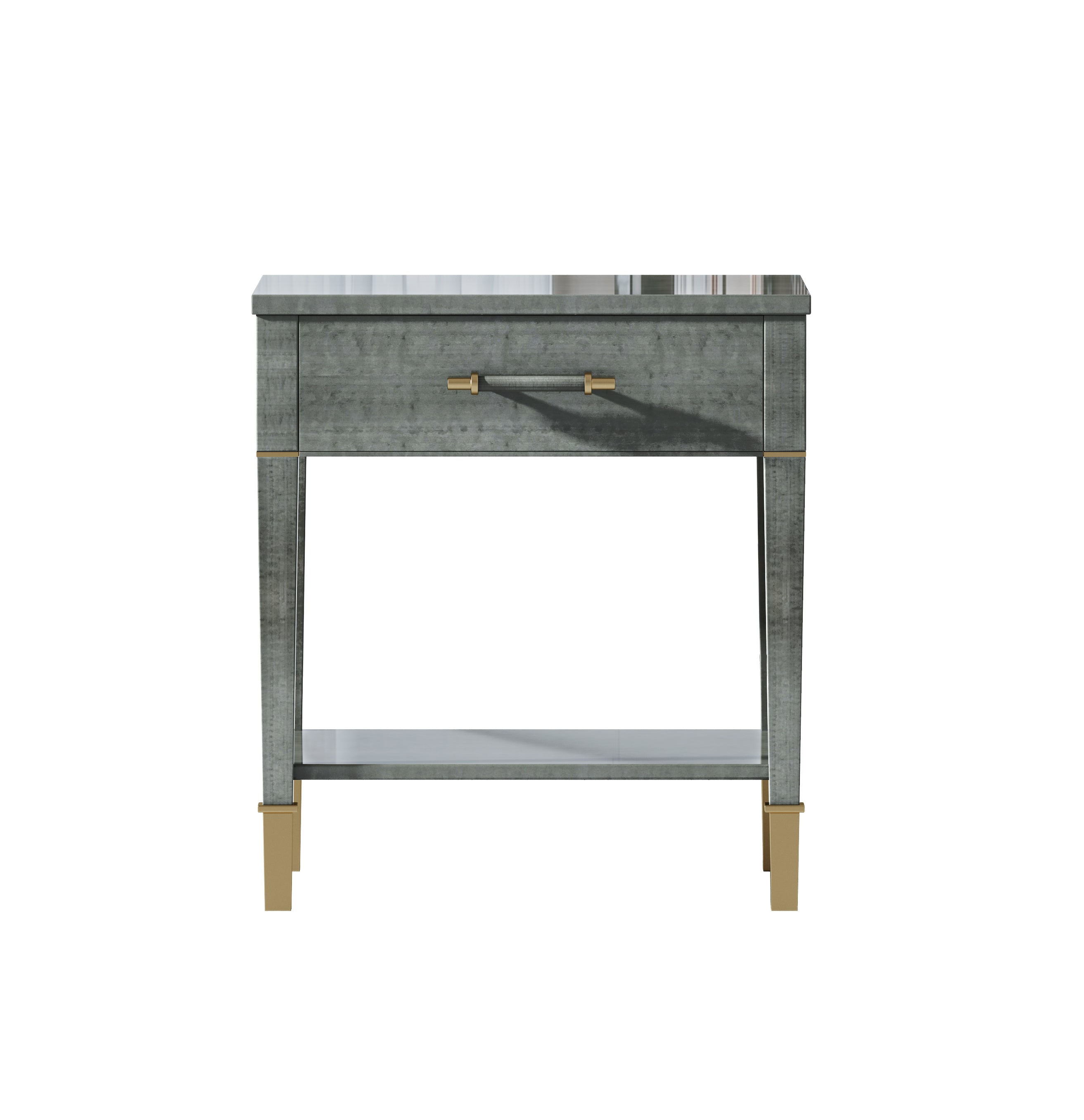 Stainless Steel+MDF+Wood+High Gloss Lacquer Nightstand