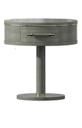 Wood High-Gloss Nightstand with Metal Accents