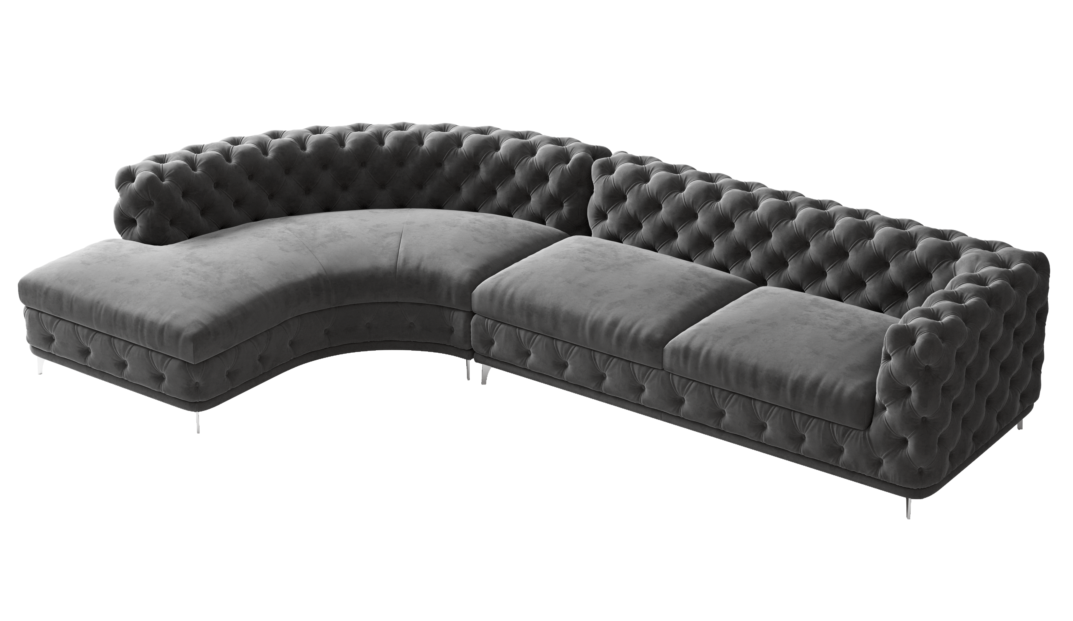 Fabric+High Density Foam+Metal Sectional Three-Seater Sofa