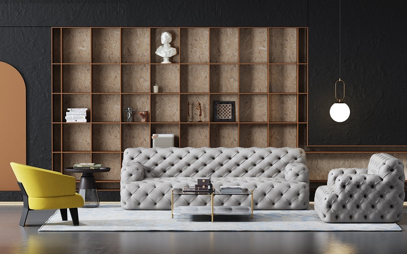 Leather Sofa and Accent Chair Three-Piece Living Room Set