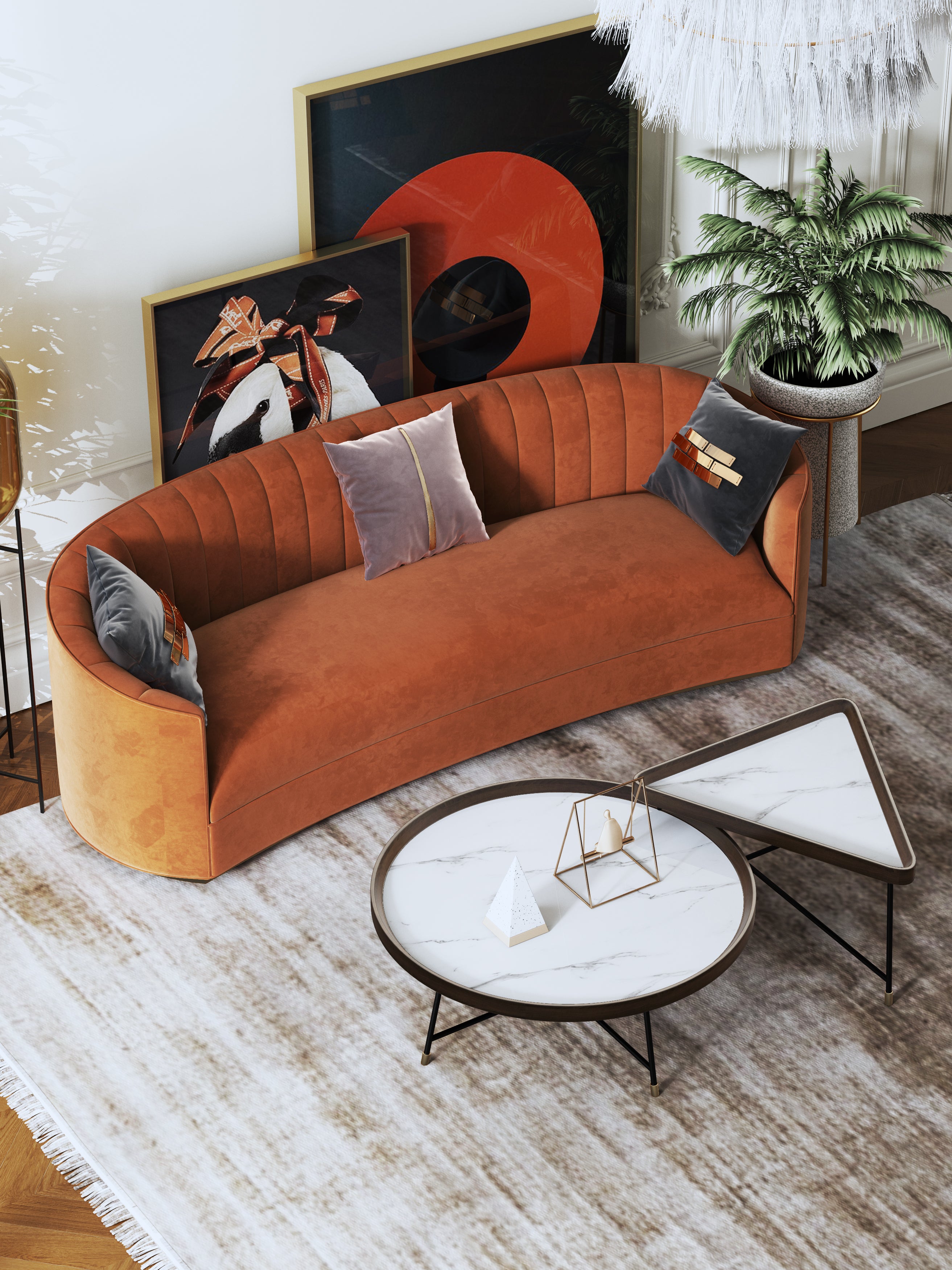Fabric-Upholstered Three-Seater Sofa
