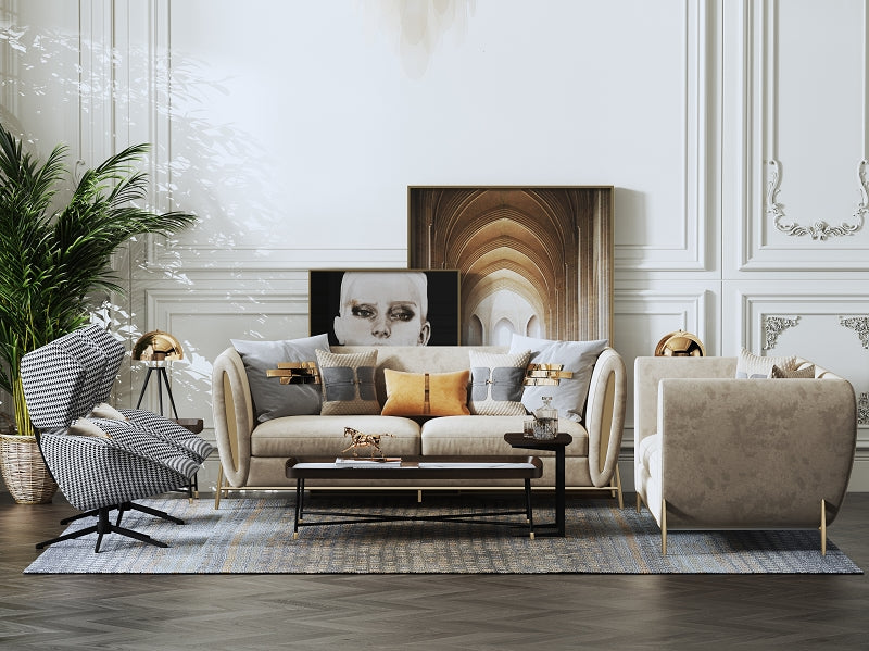 White Four-Piece Living Room Seating Set