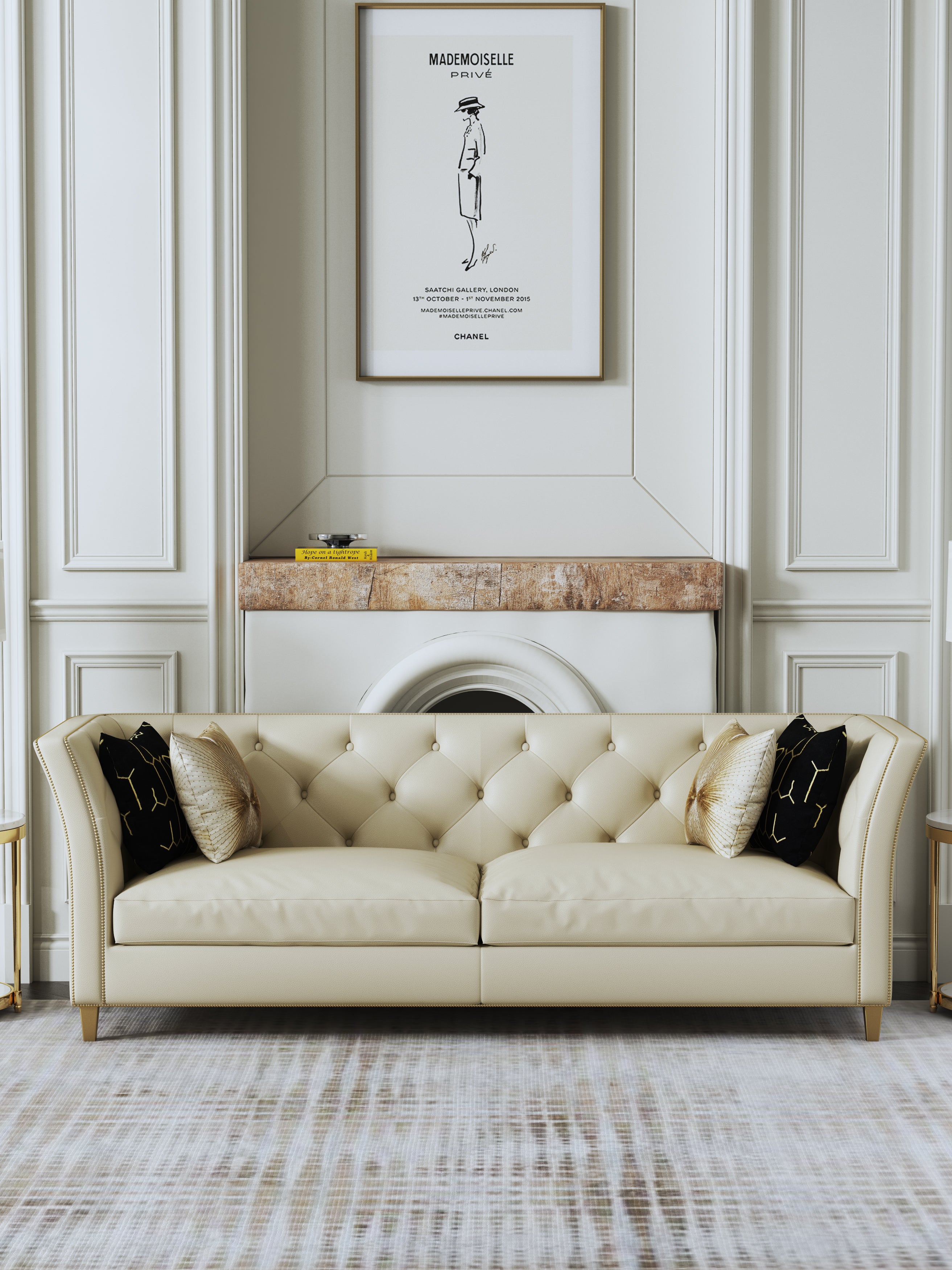 Microfiber Leather Three-Seater Sofa