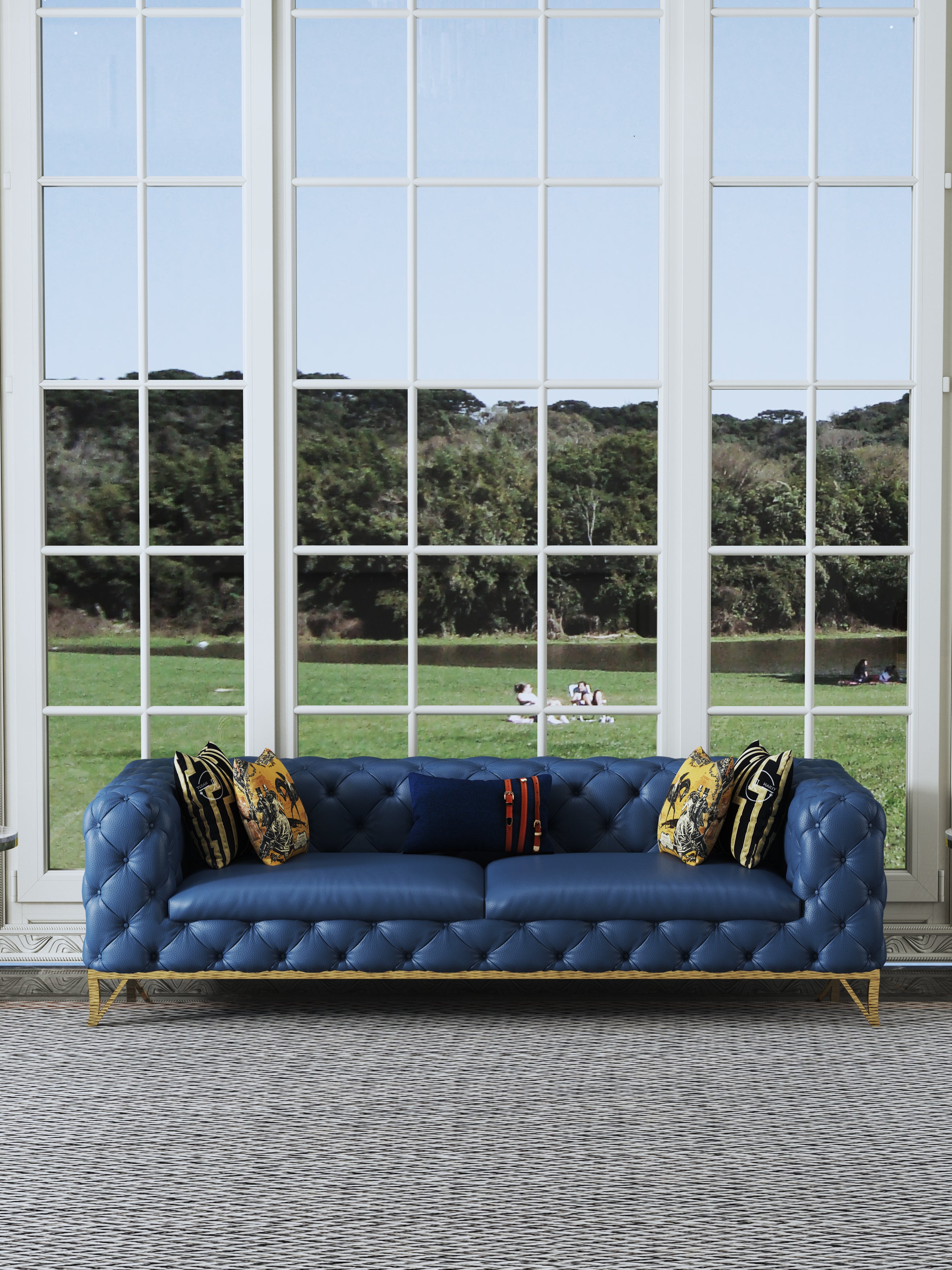 Leather Three-Seater Sofa
