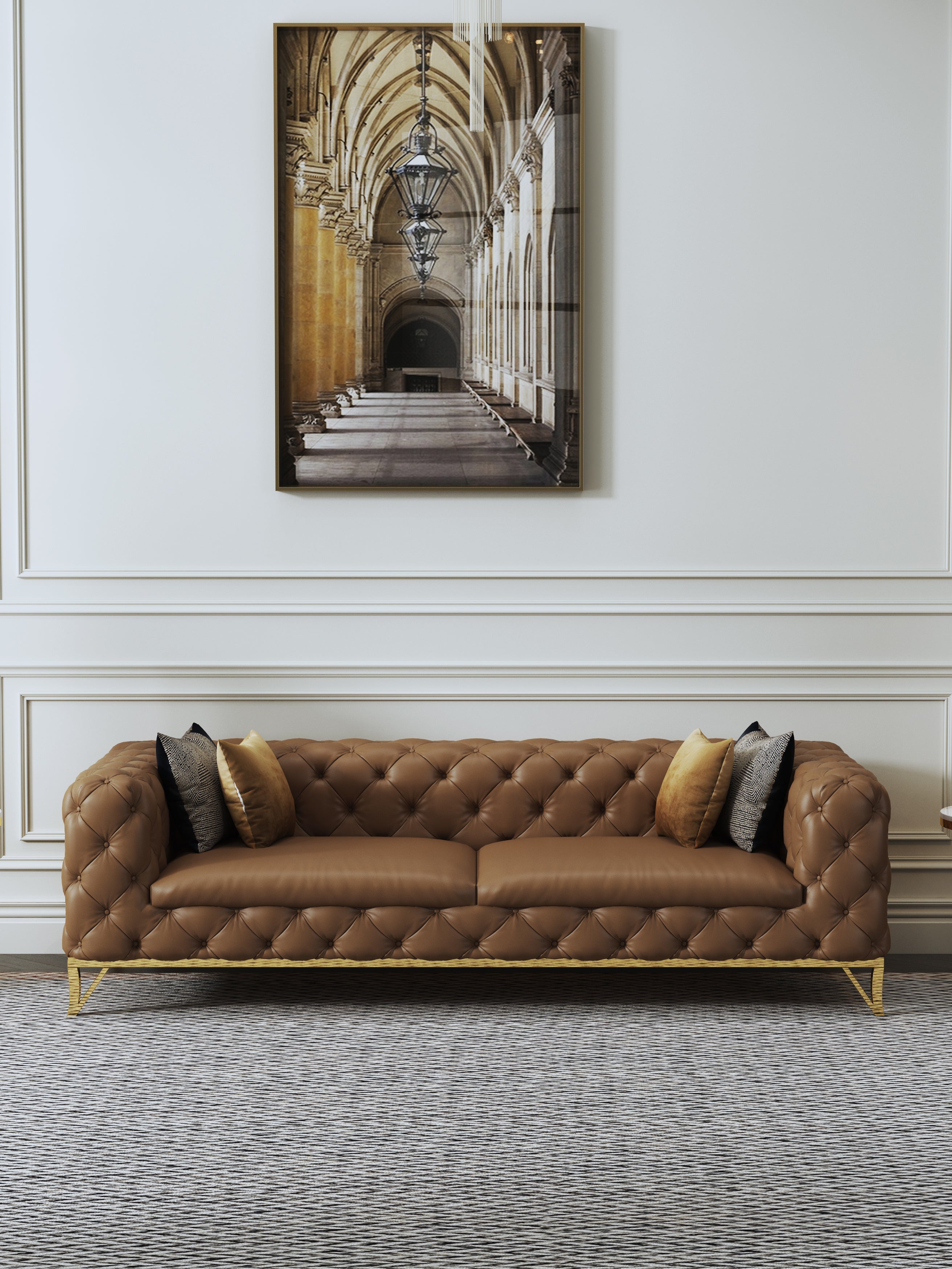 Leather Three-Seater Sofa