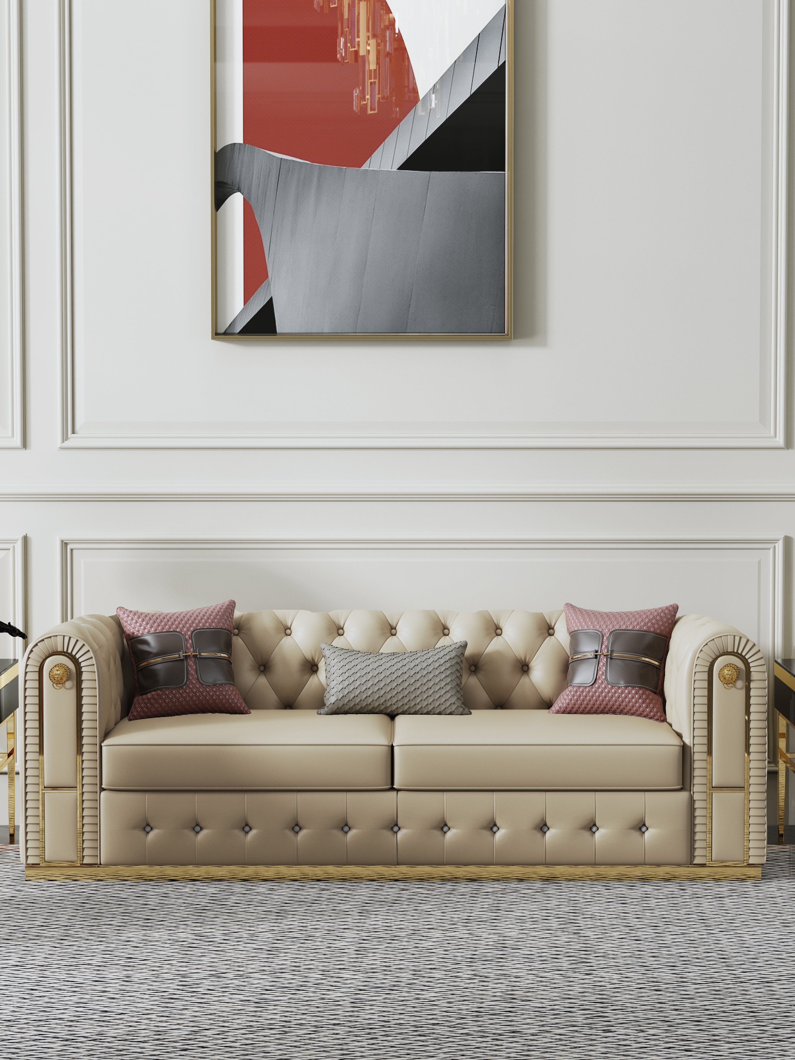 Leather Three-Seater Sofa