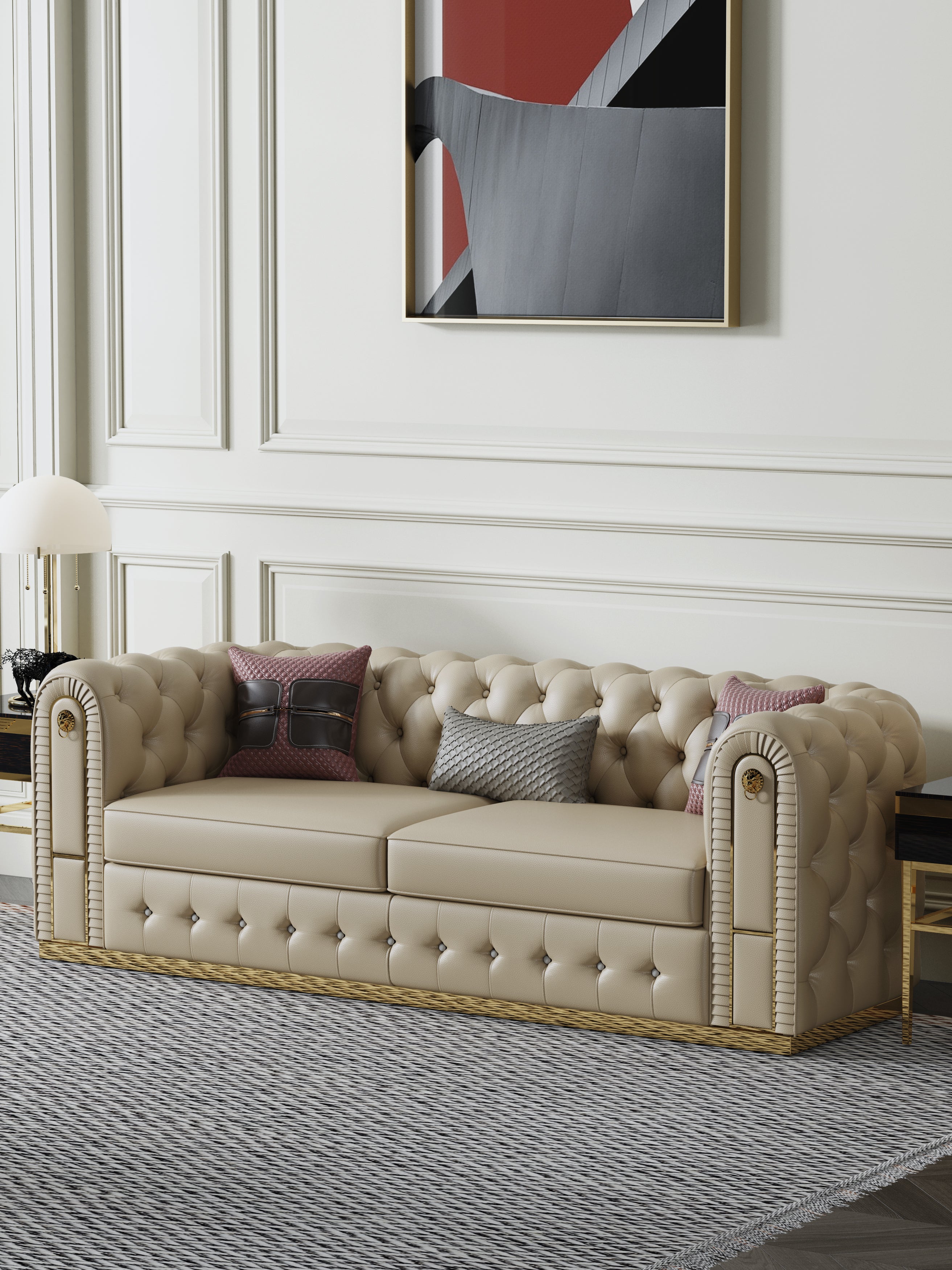Leather Three-Seater Sofa