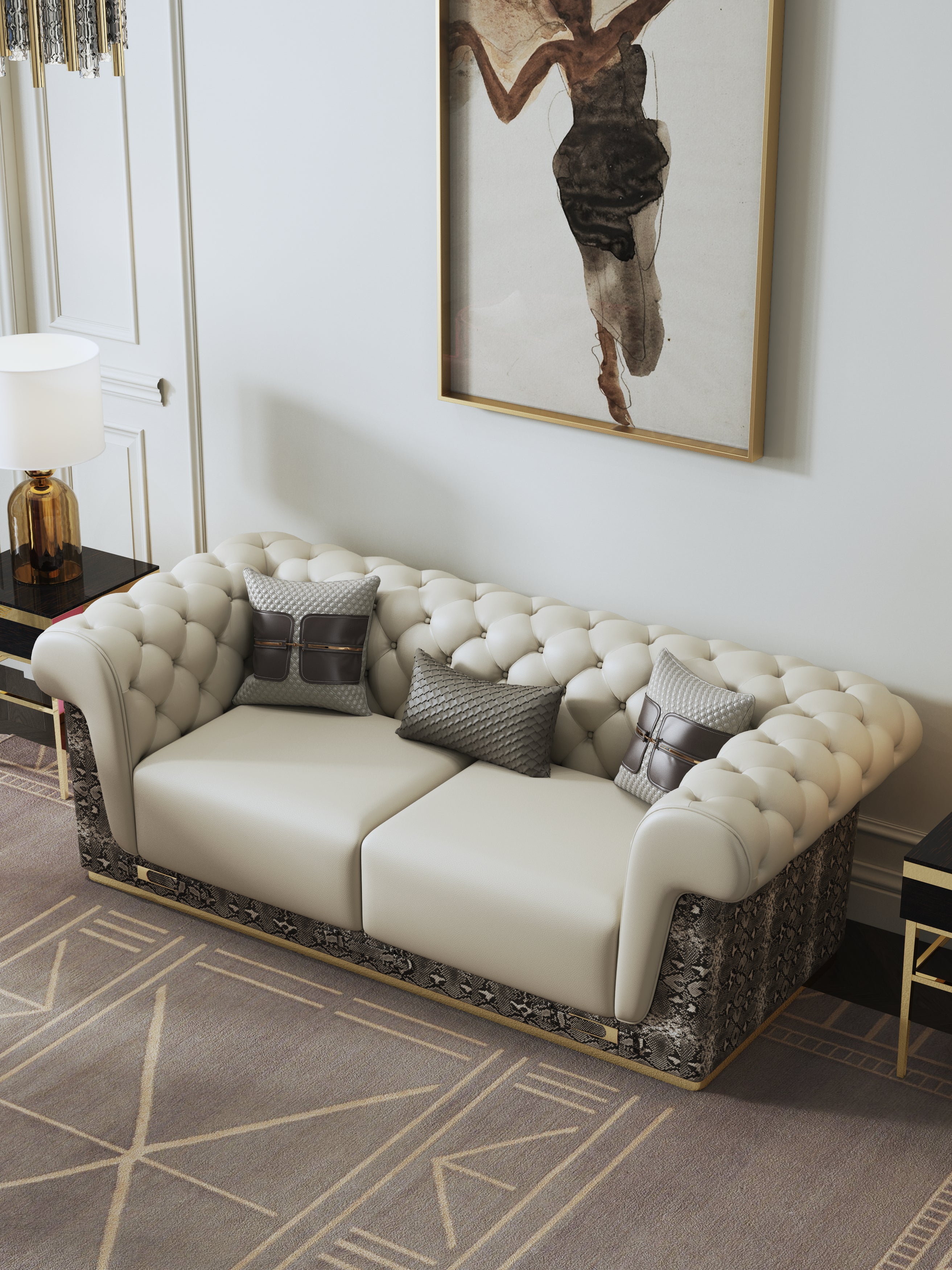 Leather Three-Seater Sofa