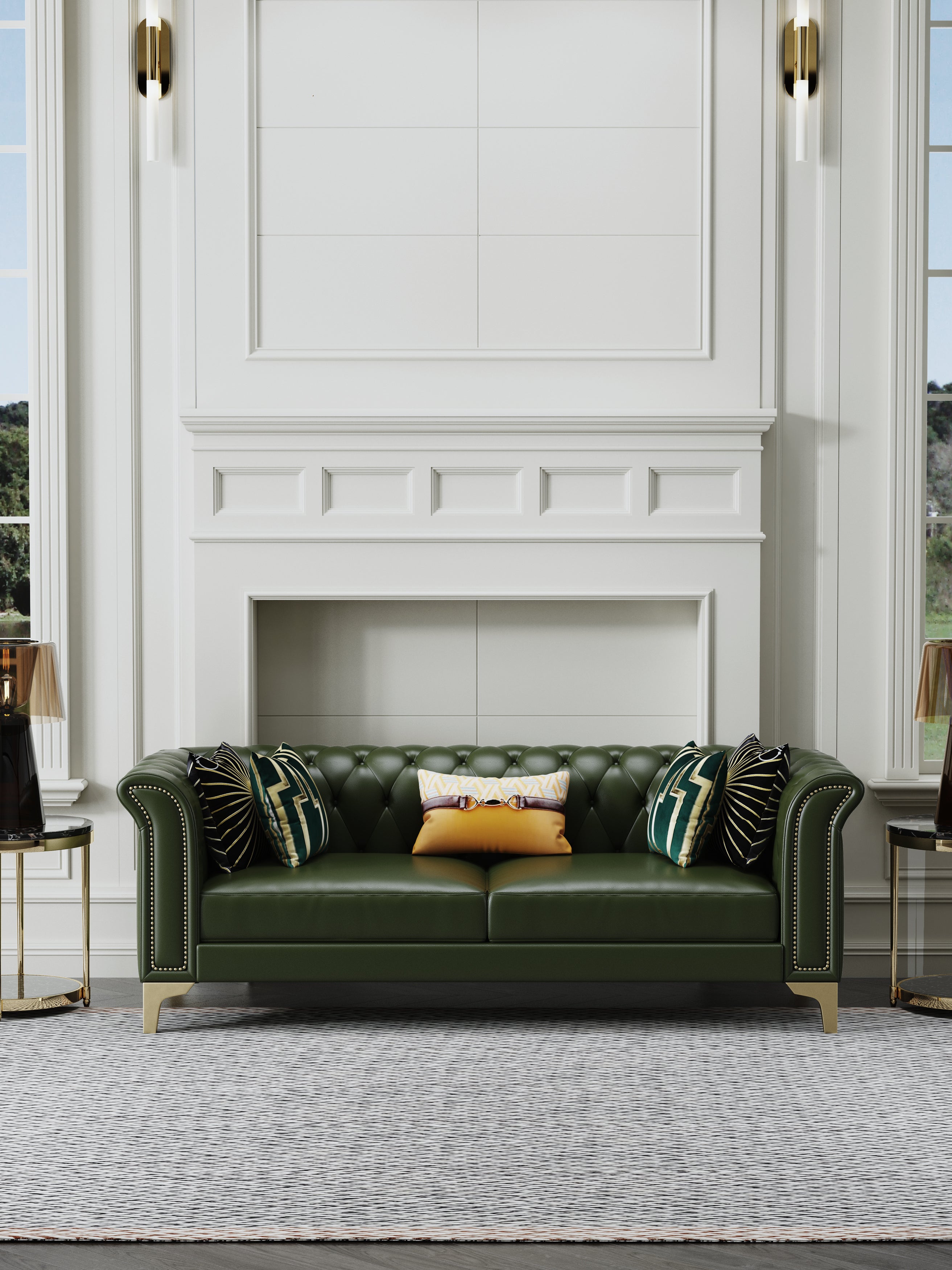 Microfiber Leather Three-Seater Sofa
