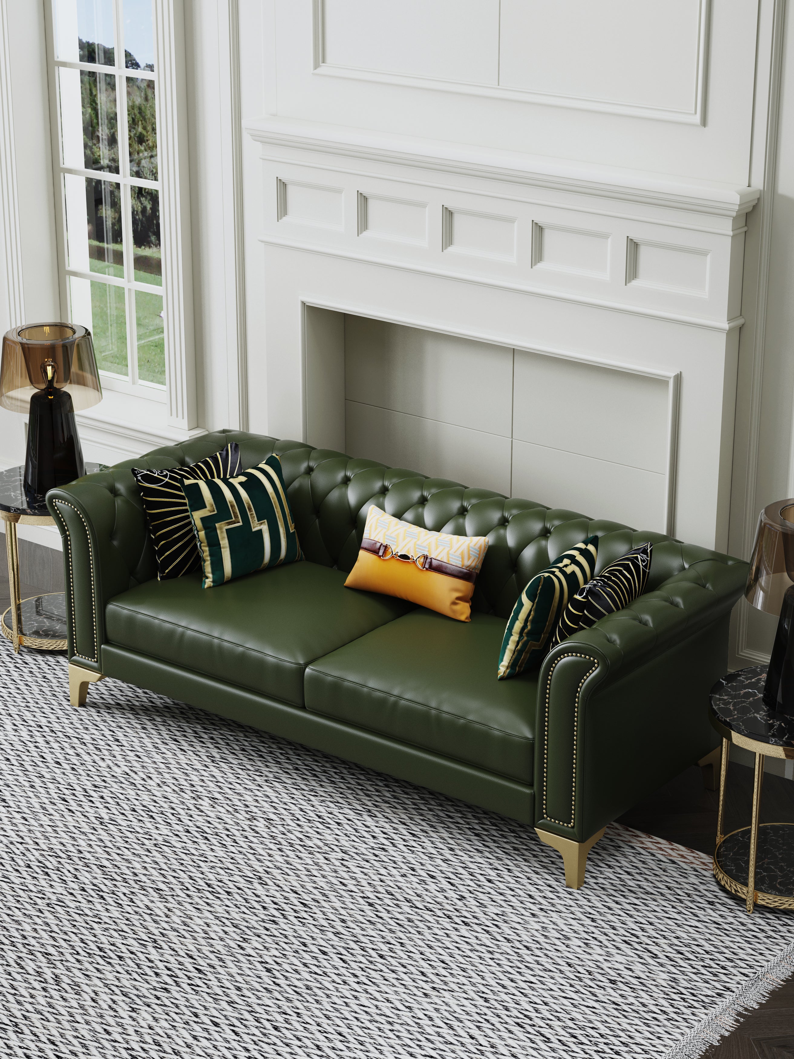Microfiber Leather Three-Seater Sofa