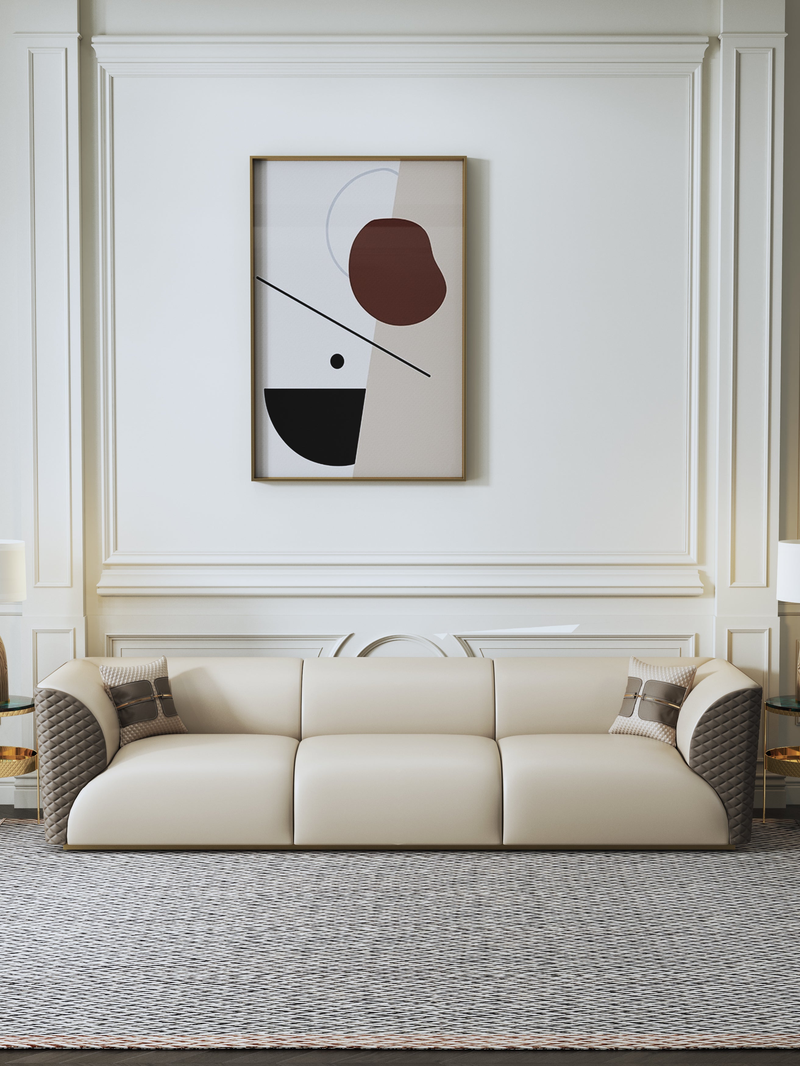 Microfiber Leather Three-Seater Sofa