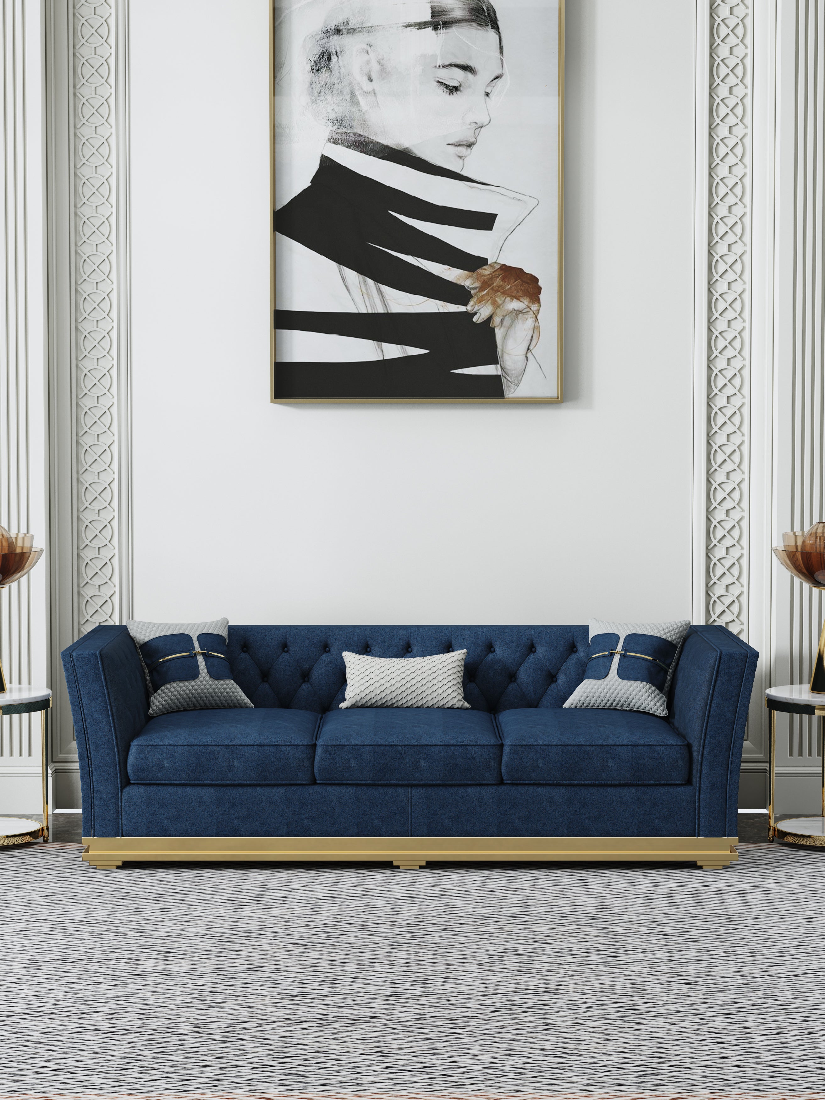 Microfiber Leather Three-Seater Sofa