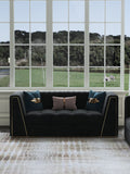 Velvet Three-Seater Sofa