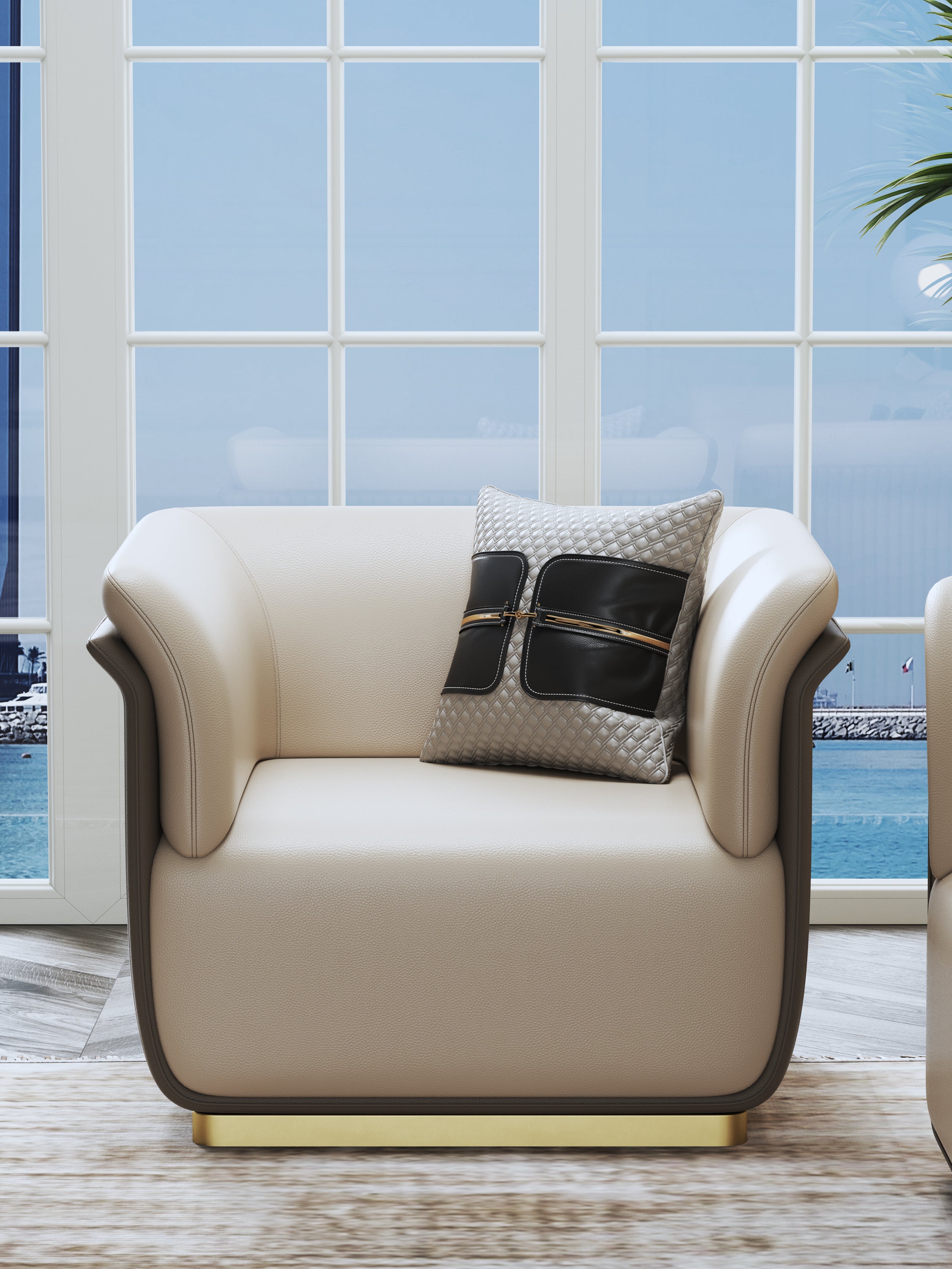 Microfiber Leather One-Seater Sofa