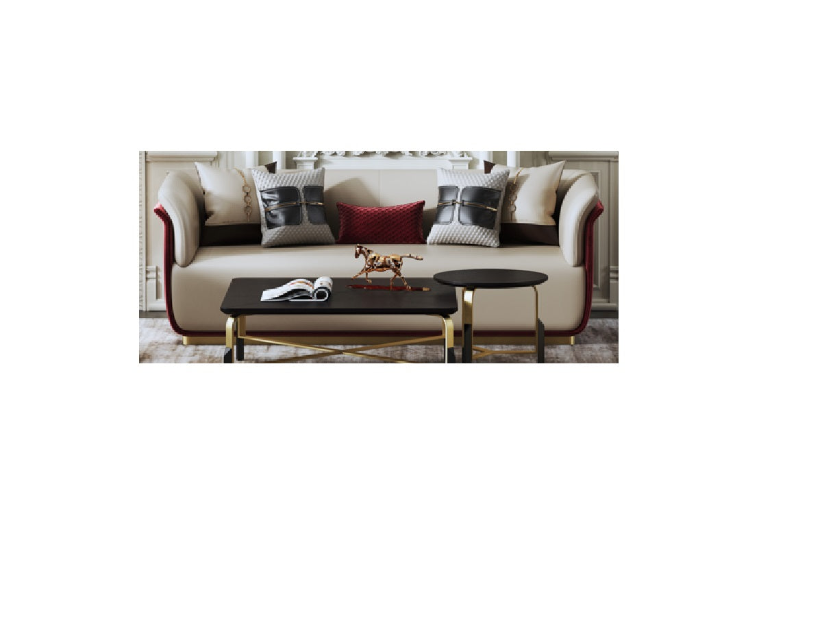 Microfiber Leather Three-Seater Sofa