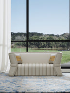 Wood frame+Leather+High Reseliency Foam Two-Seater Sofa