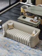 Wood frame+Leather+High Reseliency Foam Three-Seater Sofa