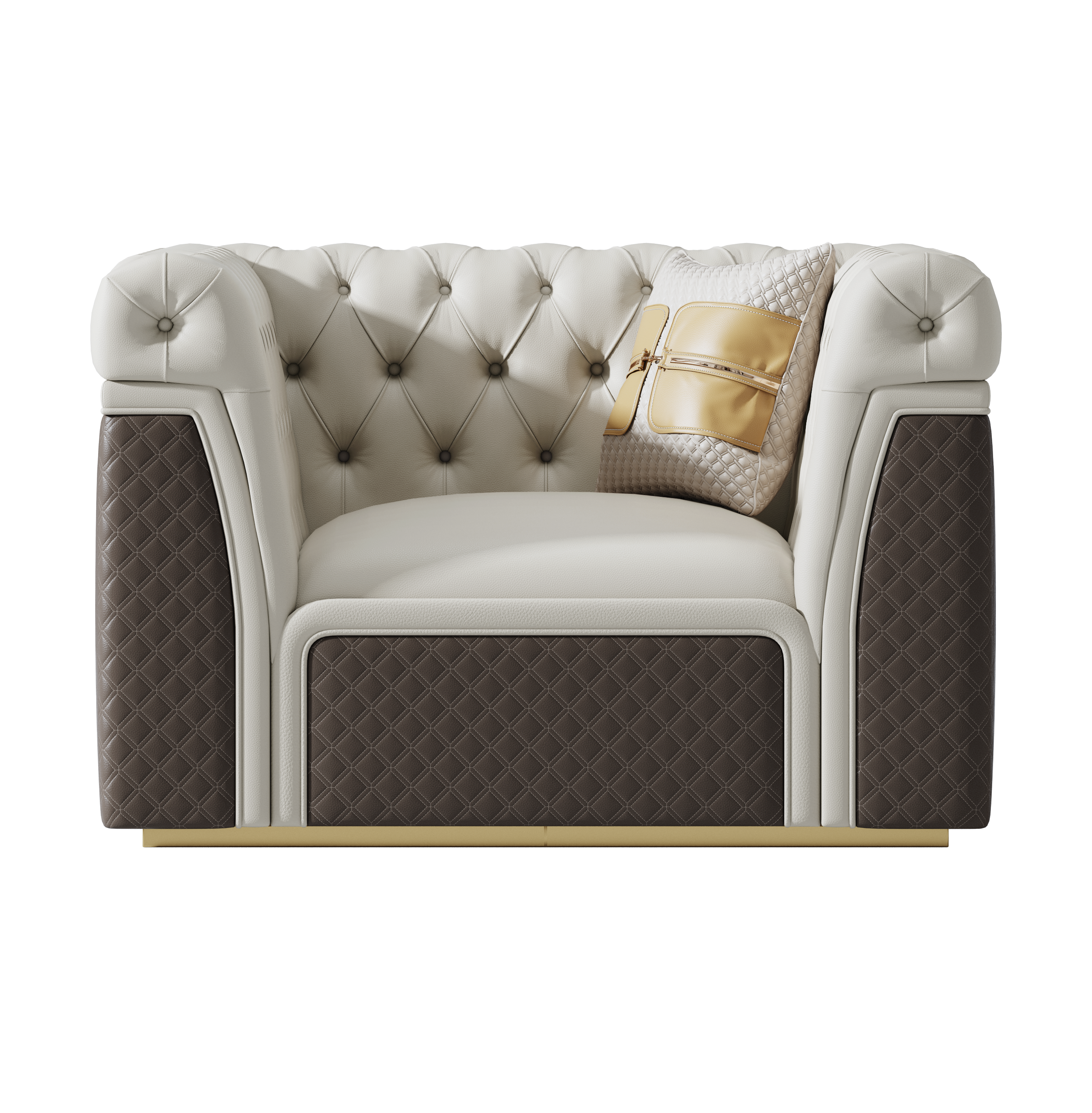 Wood frame+Leather+High Reseliency Foam+Metal One-Seater Sofa