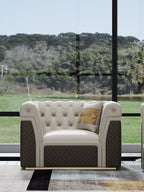 Wood frame+Leather+High Reseliency Foam+Metal One-Seater Sofa