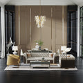 Metal-Accented Leather Four-Piece Living Room Set