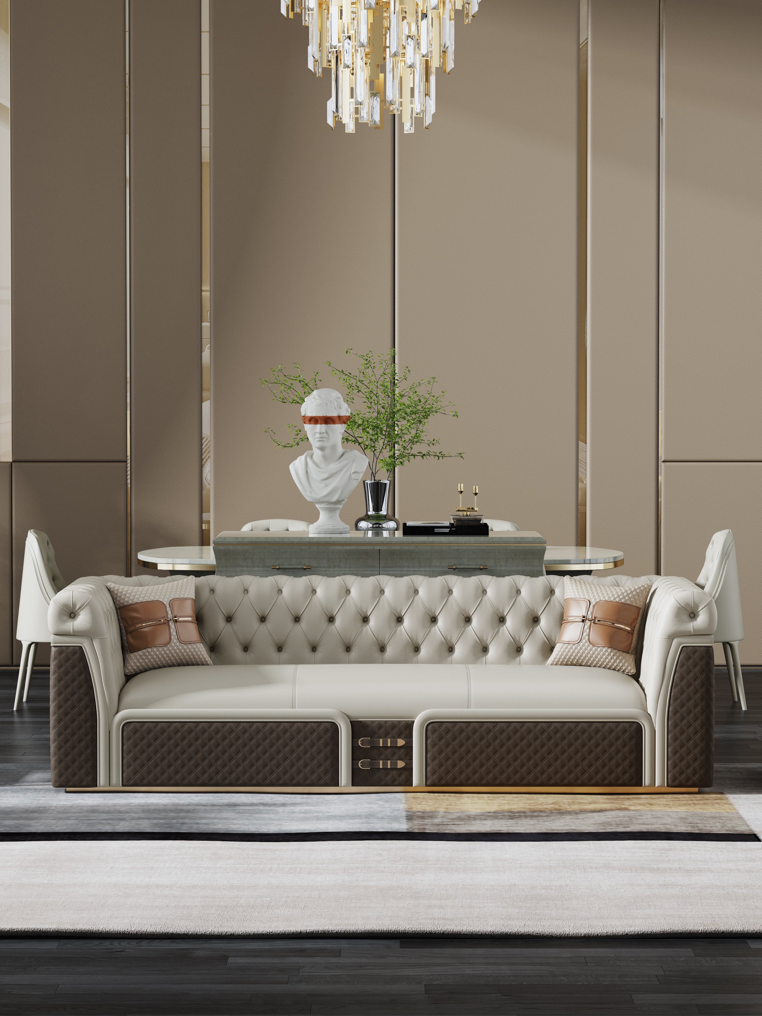 Leather Three-Seater Sofa