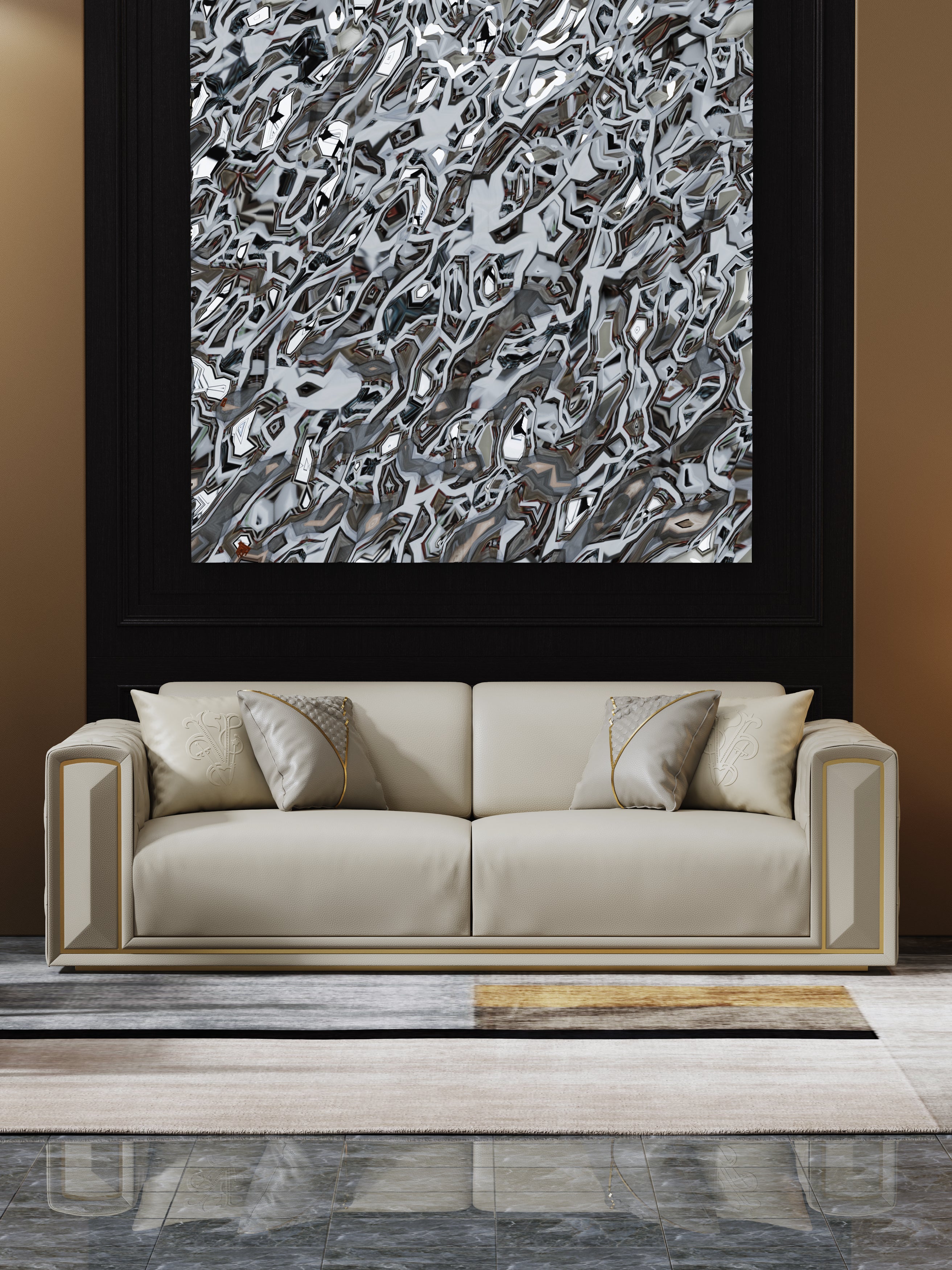Leather Three-Seater Sofa