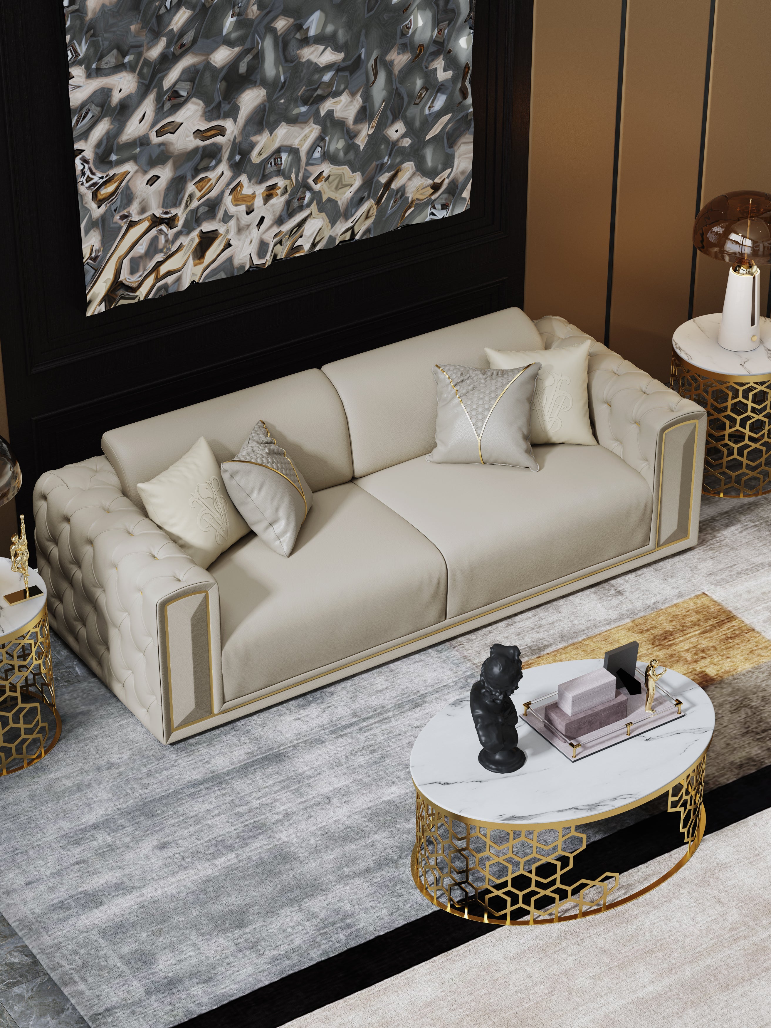 Leather Three-Seater Sofa