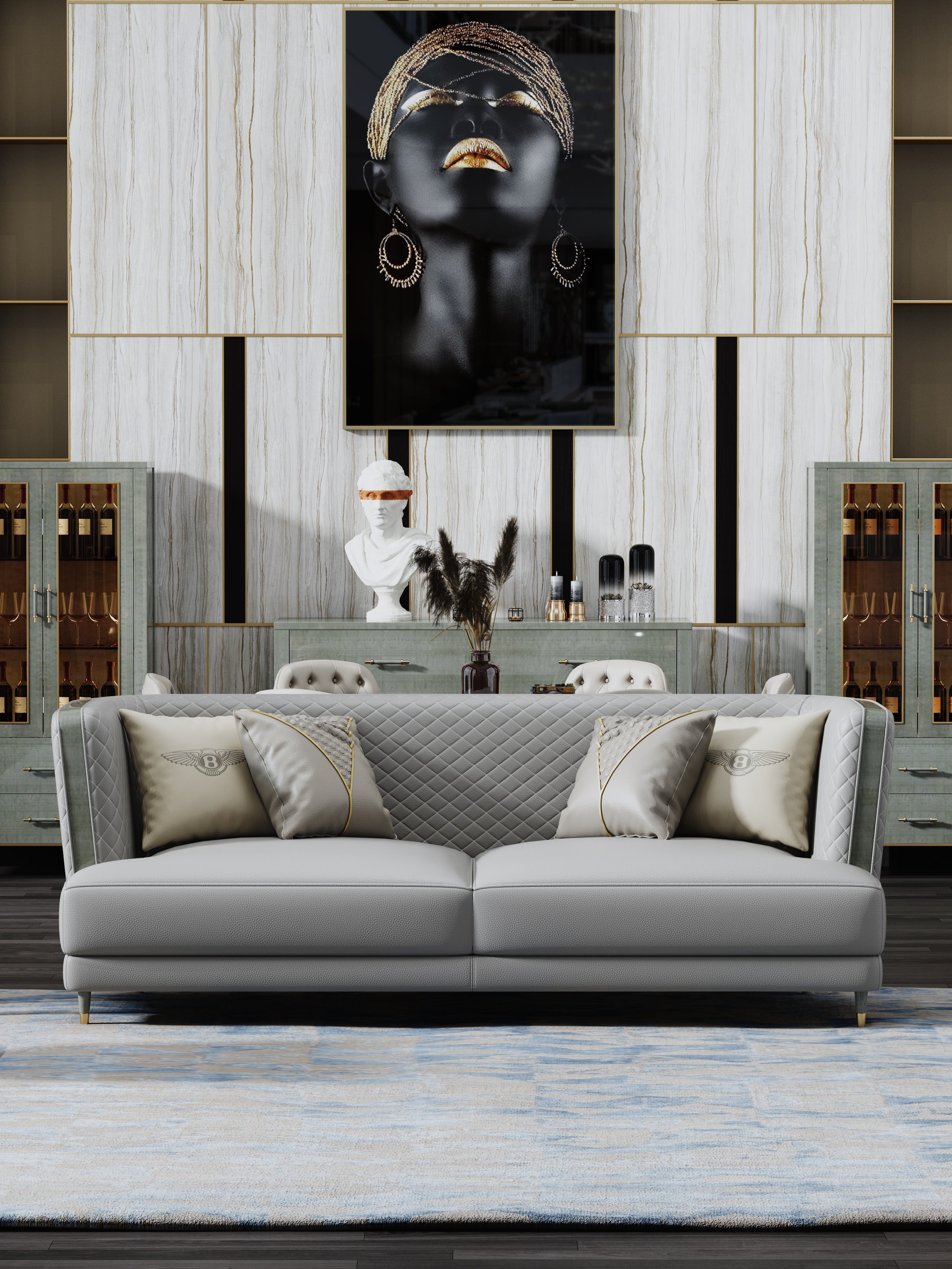 Leather Three-Seater Sofa
