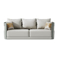Wood frame+Leather+High Density Foam+Wood+Veneer+Bend Three-Seater Sofa
