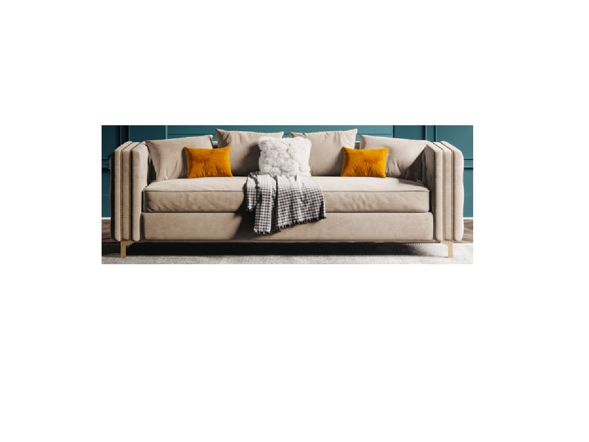 Velvet Three-Seater Sofa