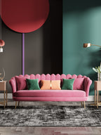 Velvet Three-Seater Sofa