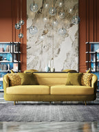 Velvet Three-Seater Sofa