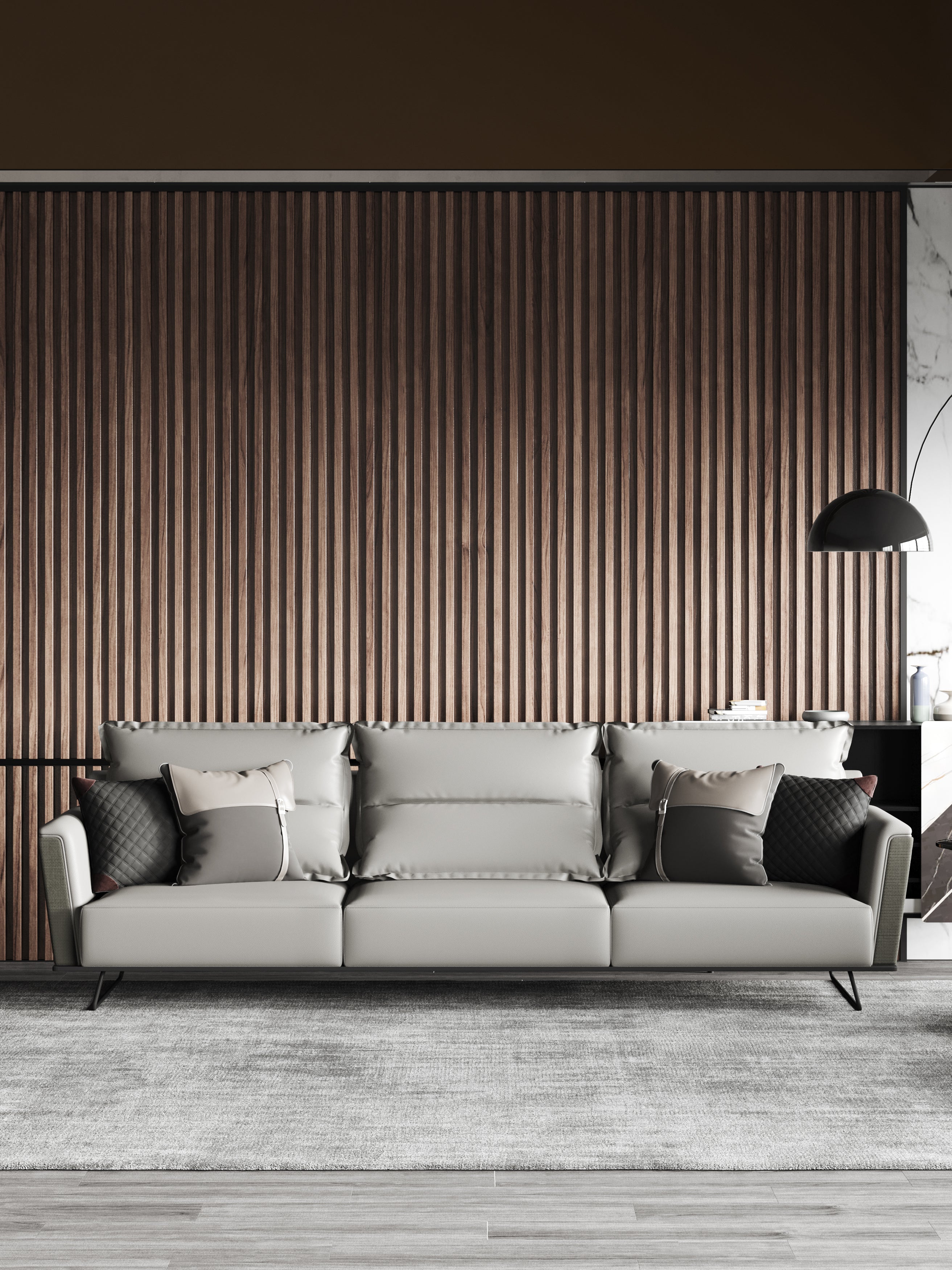 Leather Three-Seater Sofa