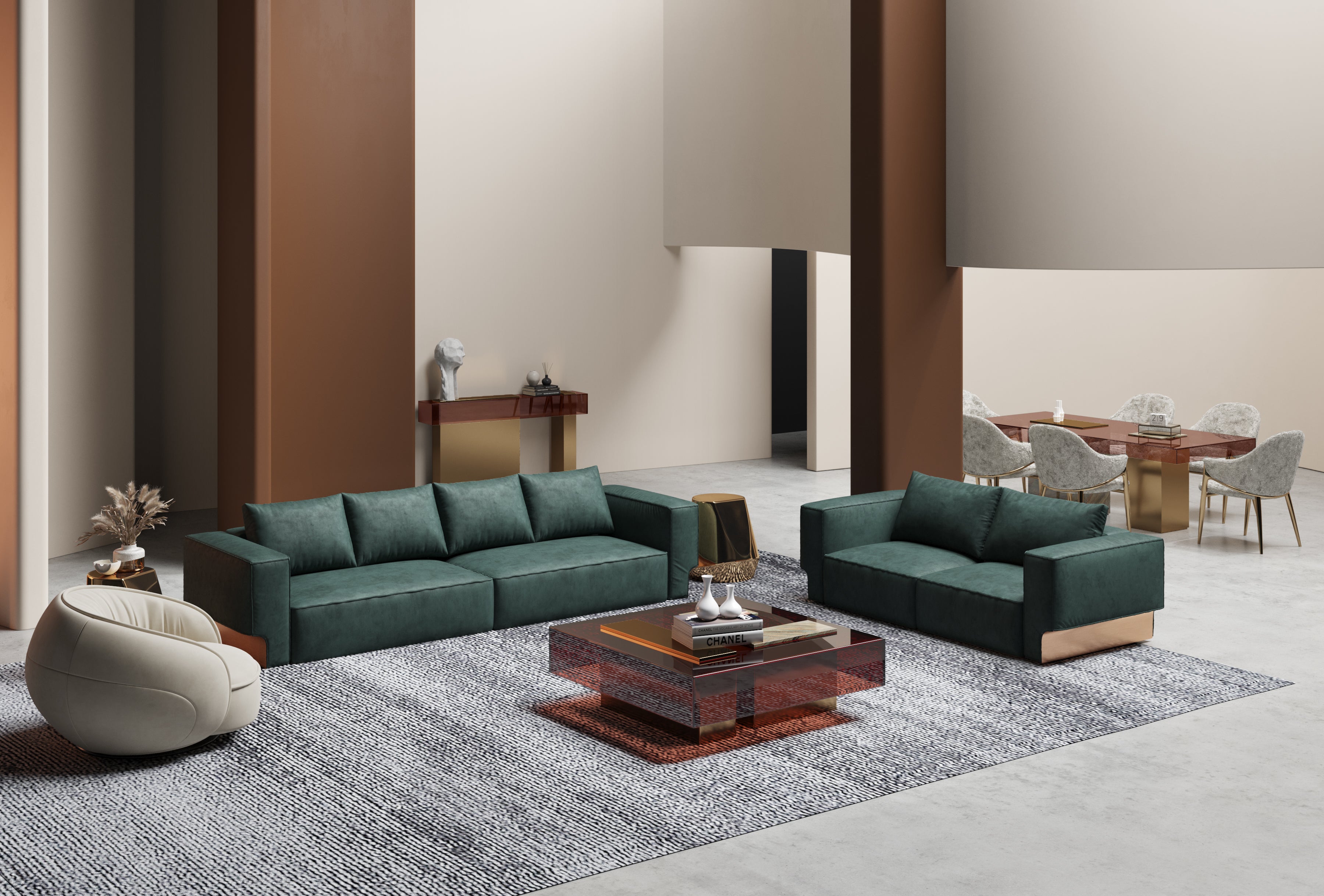 Full Nubuck Three-Piece Living Room Set
