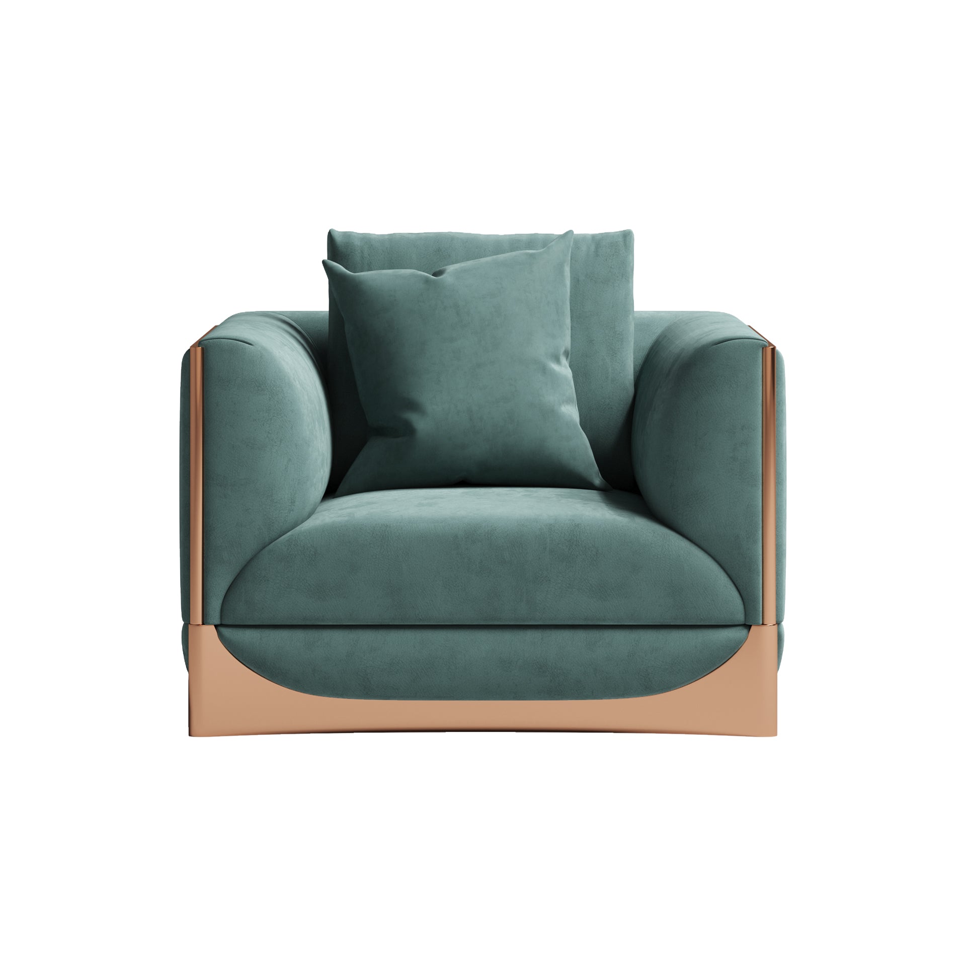 Velvet and Rose Gold Three-Piece Living Room Set