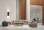 Velvet and Rose Gold Three-Piece Living Room Set