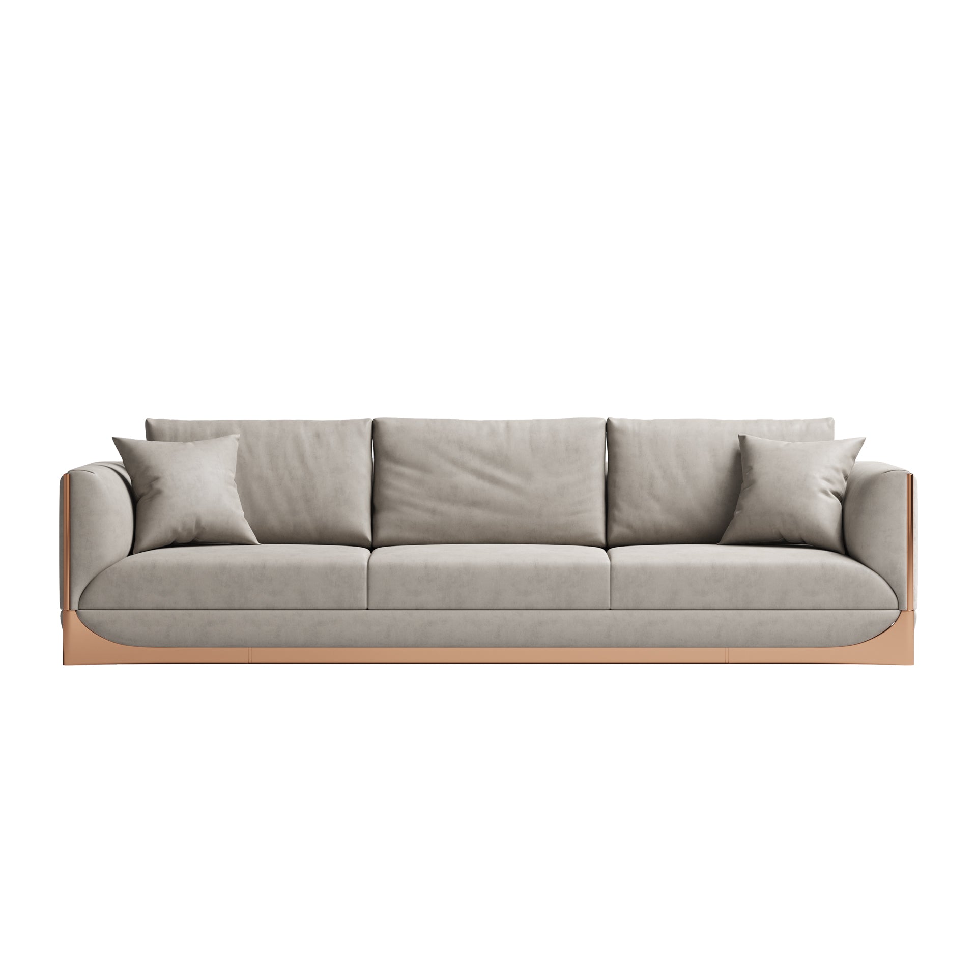 Velvet and Rose Gold Three-Piece Living Room Set