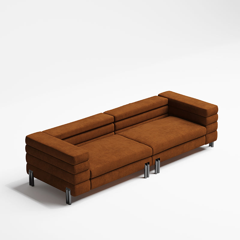 Polished Black Sueded High-Tech Fabric Two-Piece Living Room Set