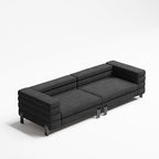 Polished Black Sueded High-Tech Fabric Two-Piece Living Room Set