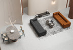 Polished Black Sueded High-Tech Fabric Two-Piece Living Room Set