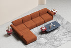 Wood-Leg Sueded High-Tech Fabric Four-Seater Sofa With Sectional Sofa