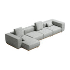 Champagne Gold Velvet One- and Three-Seater Sofa Set with Lounger